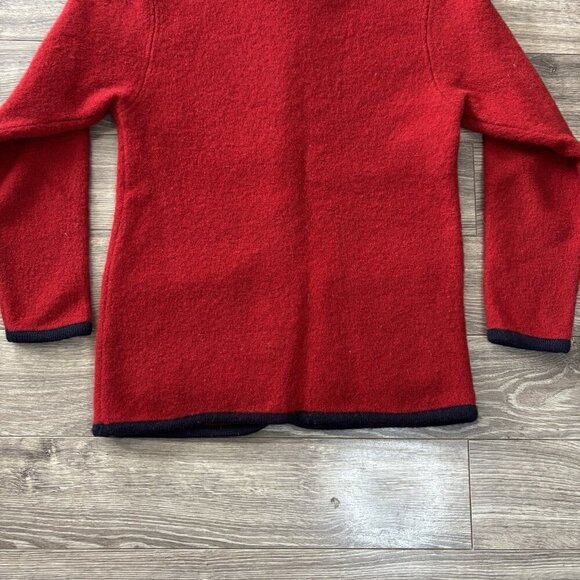 Item Co Red Boiled 100% Wool Metal Button Cardigan Sweater Womens S Embroidered - Picture 16 of 16
